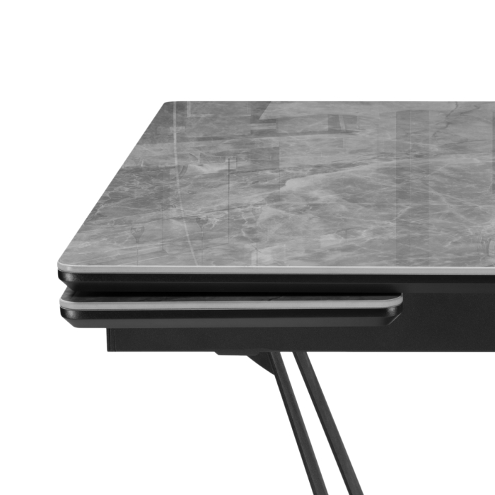 Керамический стол Марвин 160(220)х90х76 серый глянец / черный