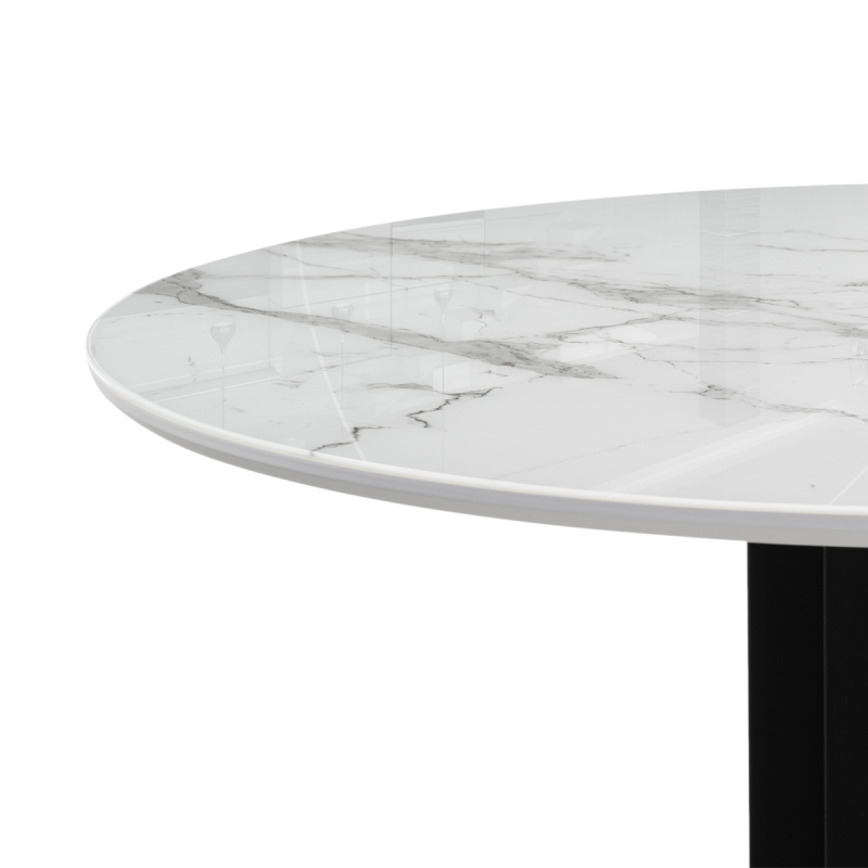 Стеклянный стол Калипсо 110х75 белый мрамор / черный