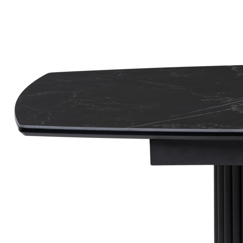 Керамический стол Фестер 160(205)х90х76 черный мрамор / черный