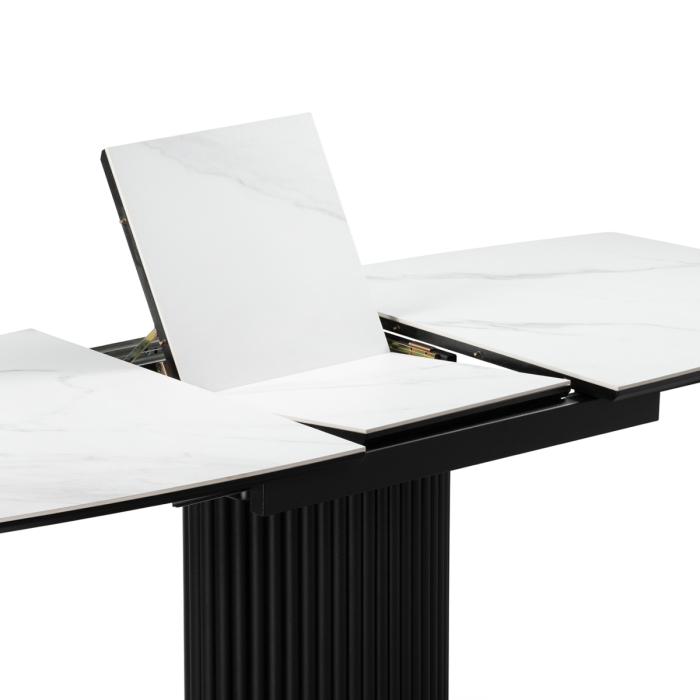 Керамический стол Фестер 140(180)х80х76 белый мрамор / черный