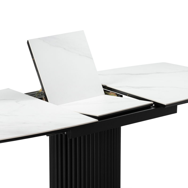 Керамический стол Фестер 140(180)х80х76 белый мрамор / черный
