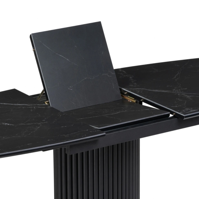 Керамический стол Фестер 160(205)х90х76 черный мрамор / черный