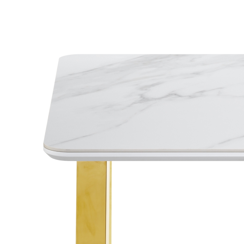 Керамический стол Селена 1 180х90х77 белый мрамор / золото