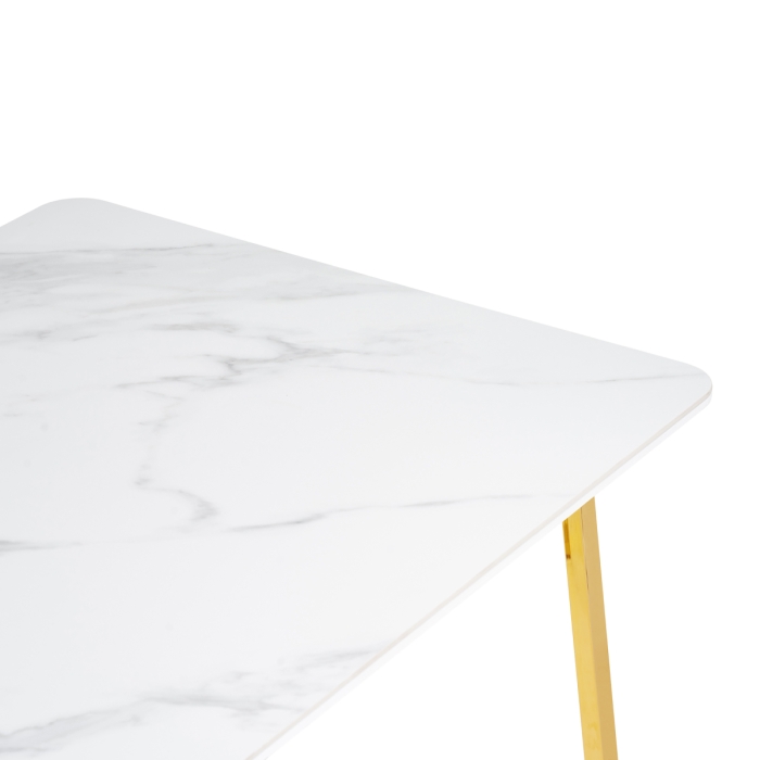 Керамический стол Селена 1 180х90х77 белый мрамор / золото