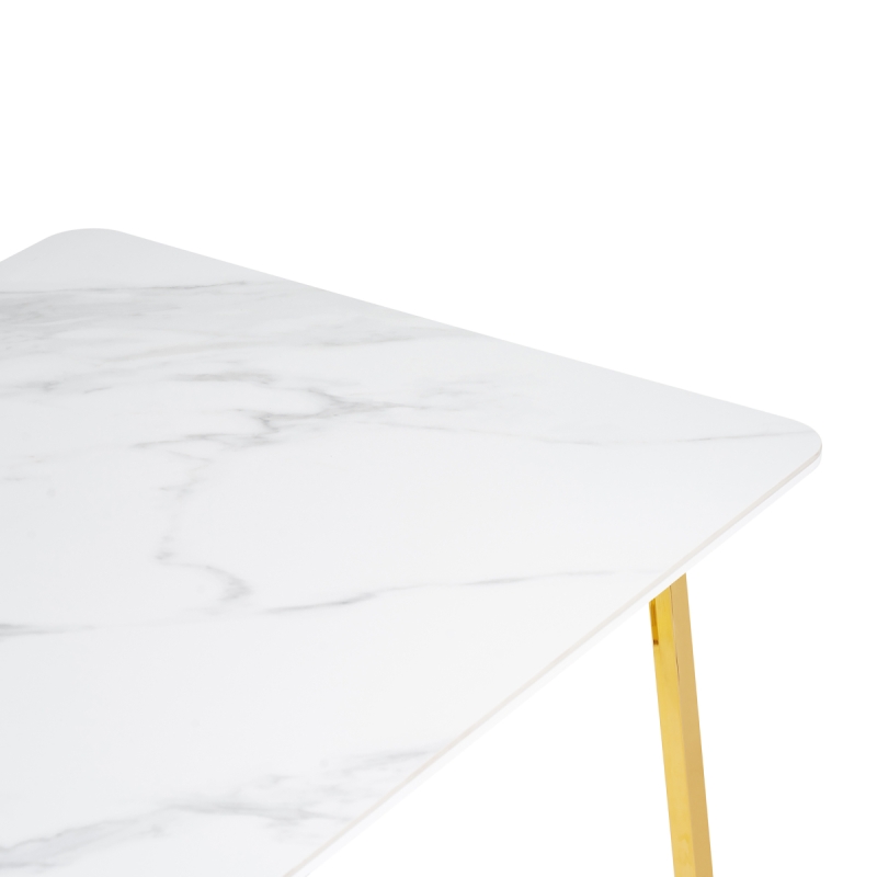 Керамический стол Селена 1 180х90х77 белый мрамор / золото