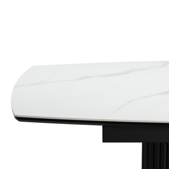 Керамический стол Фестер 160(205)х90х76 белый мрамор / черный