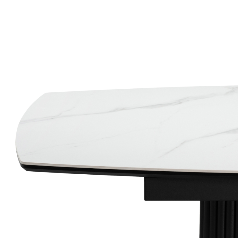 Керамический стол Фестер 160(205)х90х76 белый мрамор / черный