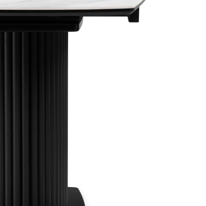 Керамический стол Фестер 140(180)х80х76 белый мрамор / черный