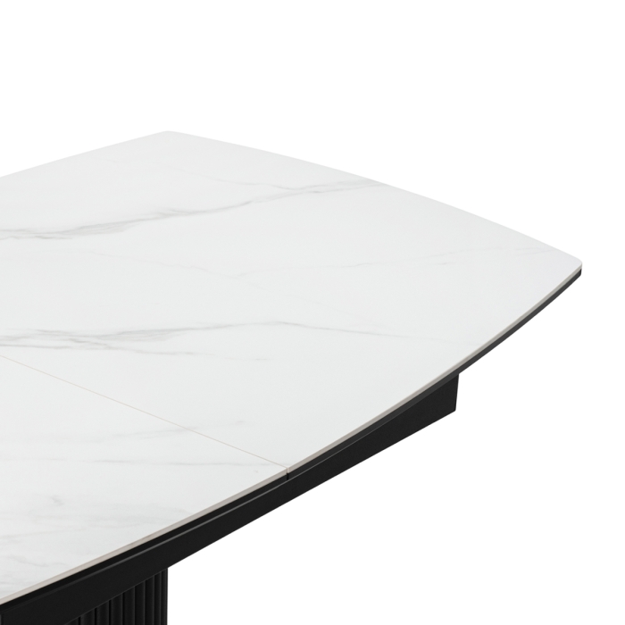Керамический стол Фестер 160(205)х90х76 белый мрамор / черный