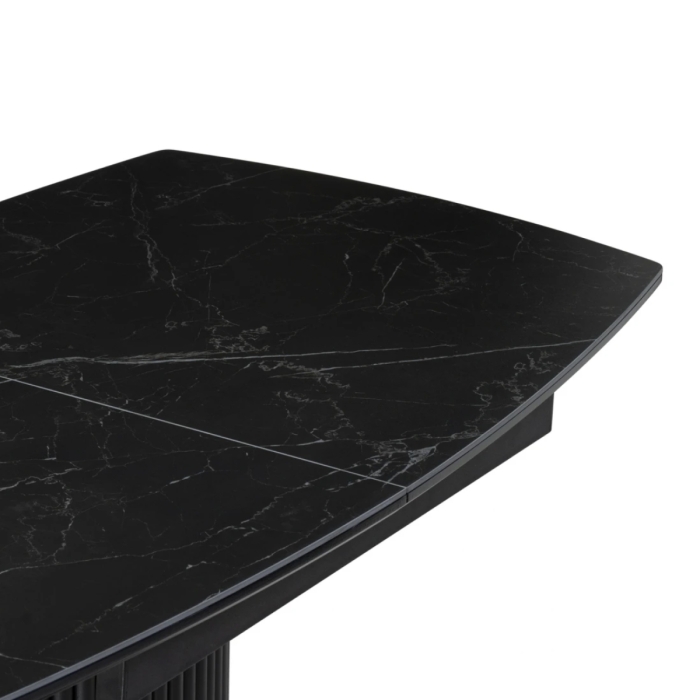 Керамический стол Фестер 160(205)х90х76 черный мрамор / черный