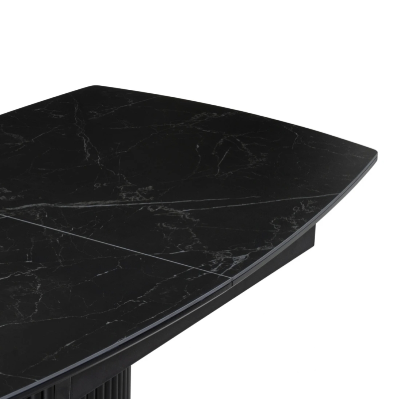 Керамический стол Фестер 160(205)х90х76 черный мрамор / черный