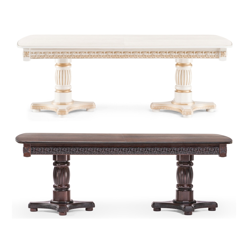 Деревянный стол Морнит 220(320)х110 слоновая кость / золото