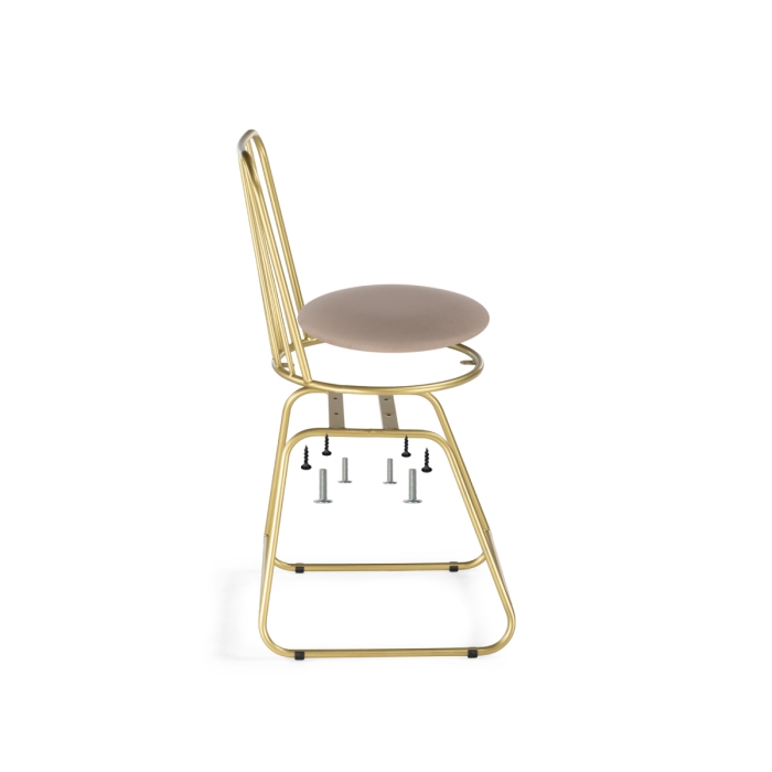 Стул на металлокаркасе Лирион бежевый велюр / золото