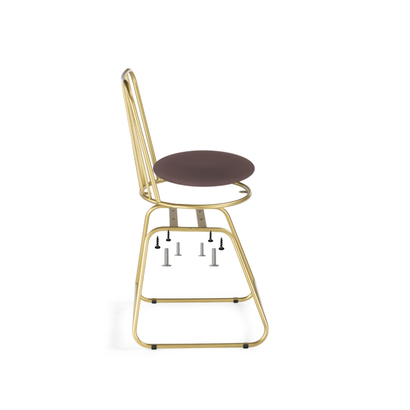 Стул на металлокаркасе Лирион какао велюр / золото