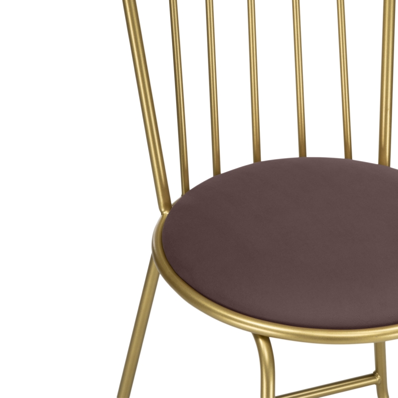 Стул на металлокаркасе Лирион какао велюр / золото