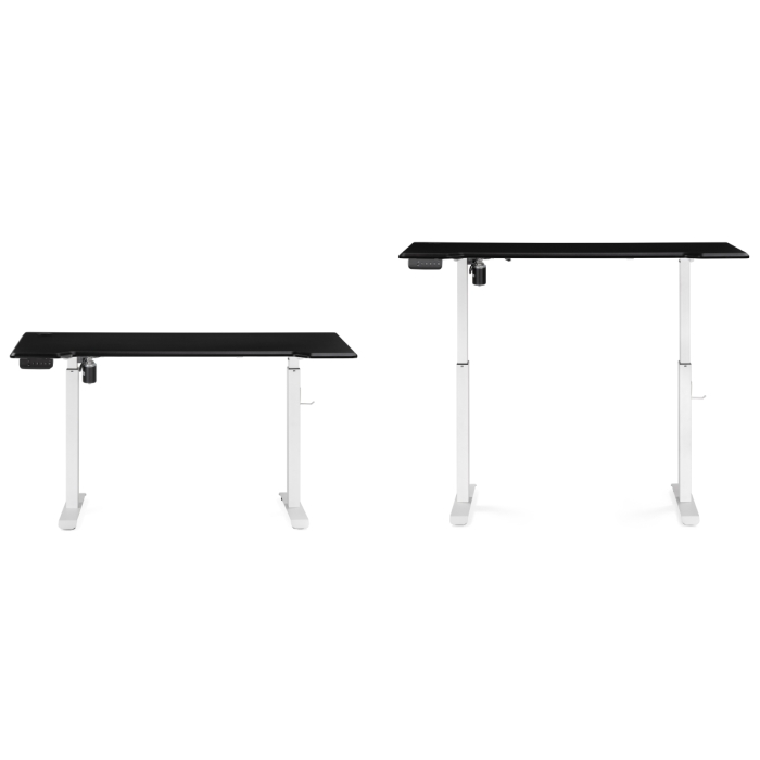 Компьютерный стол Маркос с механизмом подъема 140х80х75 черная шагрень / белый