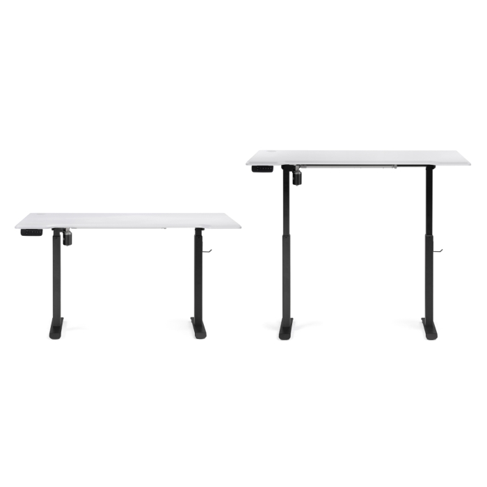 Компьютерный стол Маркос с механизмом подъема 140х80х75 белая шагрень / черный