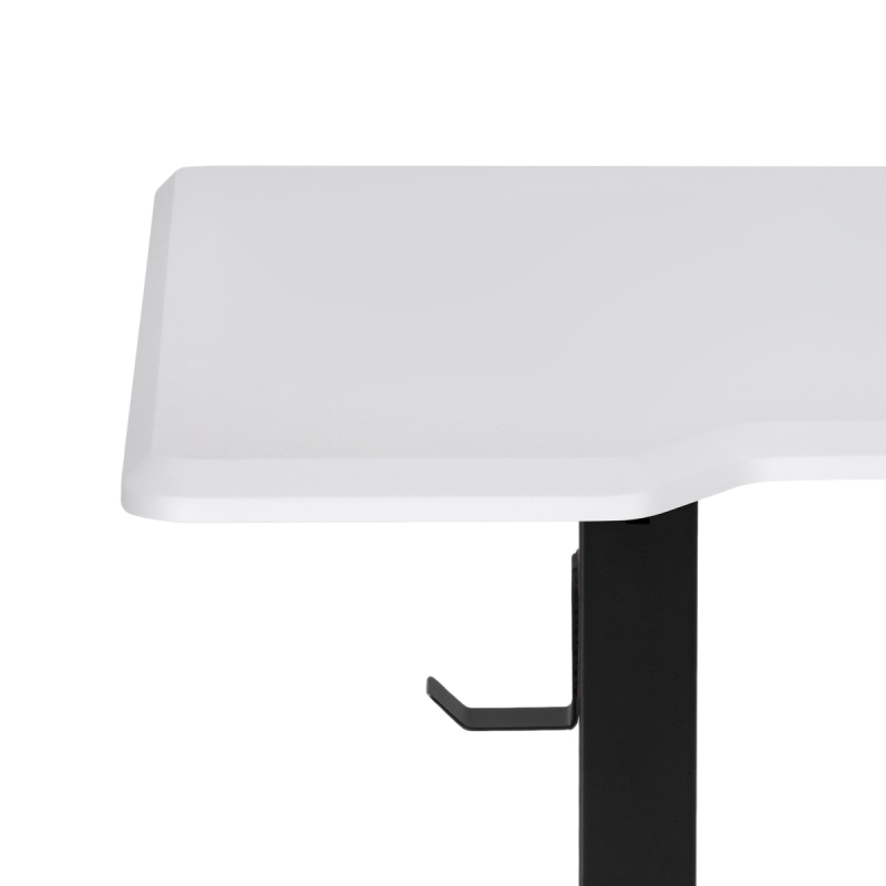 Компьютерный стол Маркос с механизмом подъема 140х80х75 белая шагрень / черный