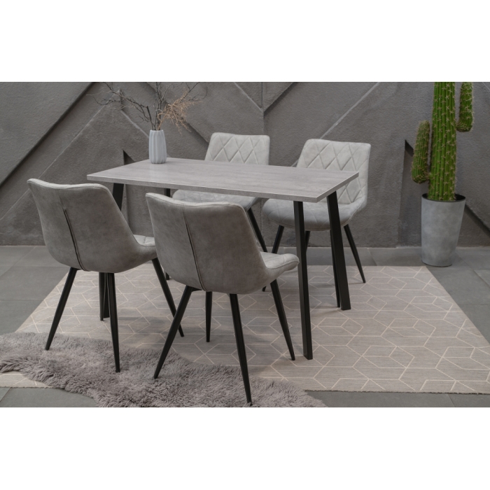 Стол Тринити Лофт 120х60х75 25 мм бетон / матовый черный