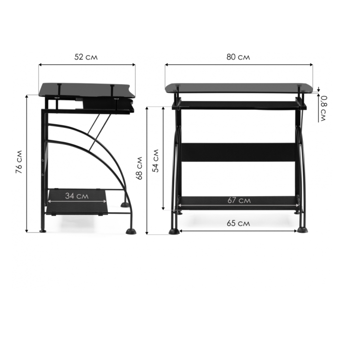 Компьютерный стол Glen 80х52х76 black