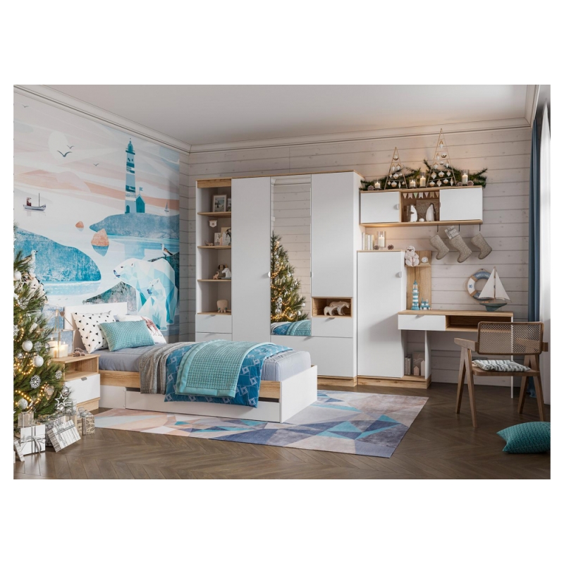 Шкаф навесной Джидда ПЛ 1 белый / дуб делано