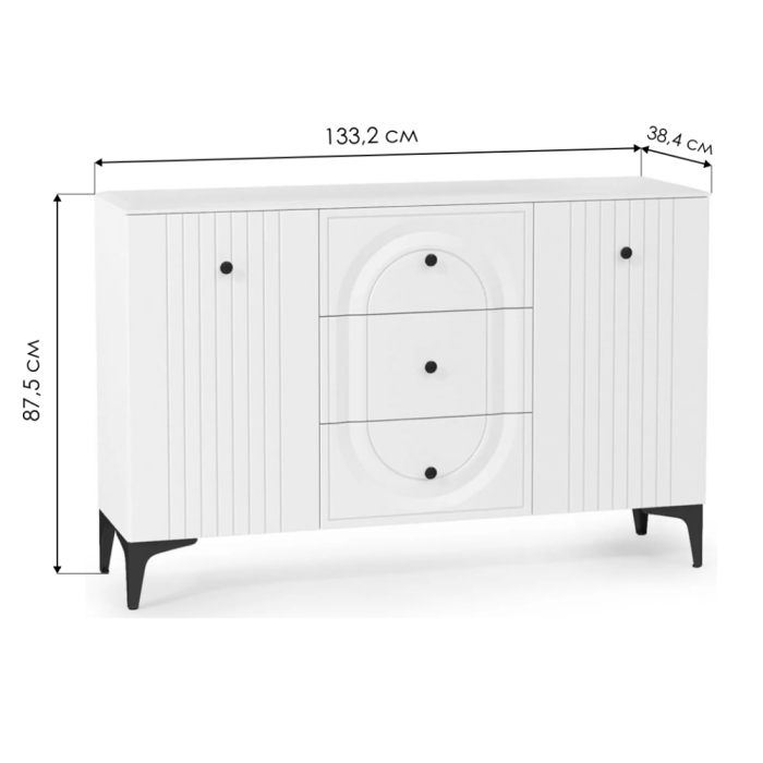 Комод Вестра 13.309 белый pe шагрень / белая шагрень