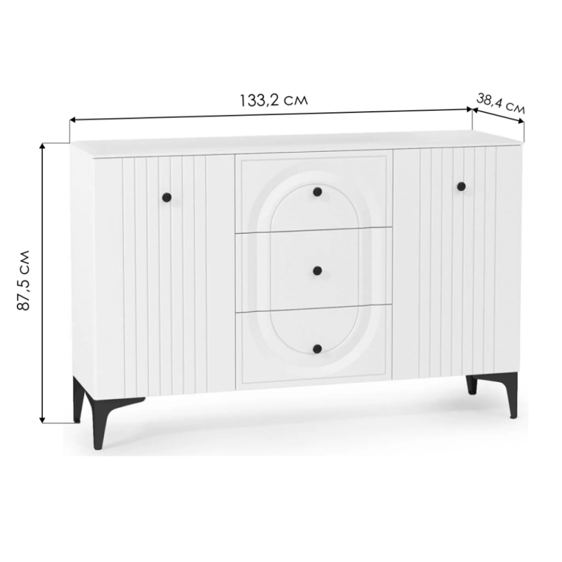 Комод Вестра 13.309 белый pe шагрень / белая шагрень