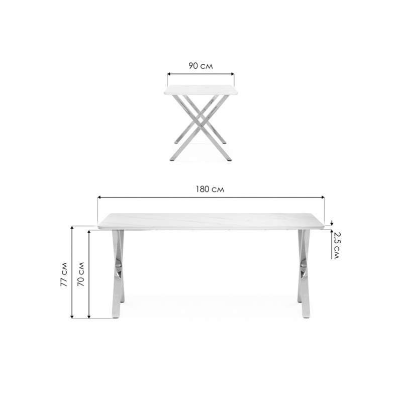 Керамический стол Селена 3 180х90 черный мрамор / золото