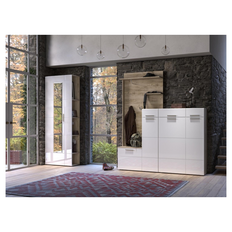 Стеллаж Лайн 10.141 дуб серый craft K 002 PW / белый глянец пвх