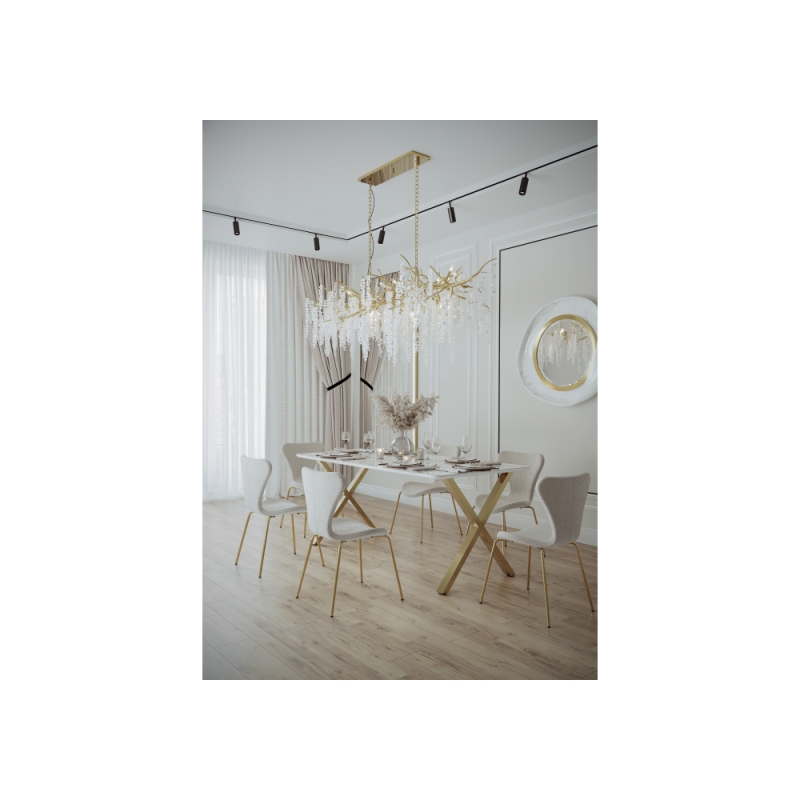 Керамический стол Селена 3 180х90х77 белый мрамор / золото