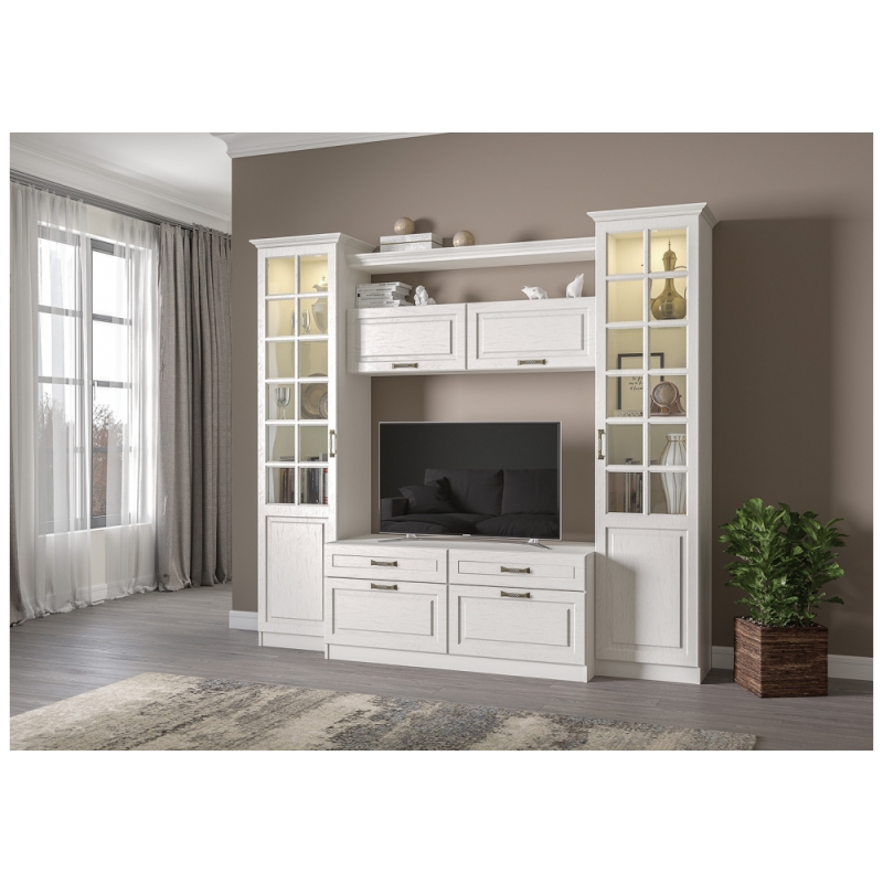 Витрина Ливерпуль белый / ясень ваниль