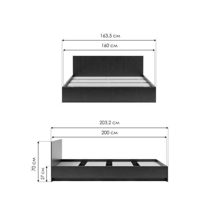 Двуспальная кровать Адайн 160х200 венге / венге