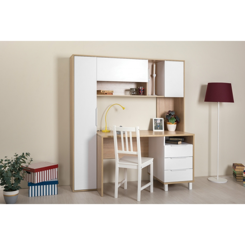 Письменный стол Комфорт 12.95 162х60,3х180 дуб сонома / белый PE шагрень