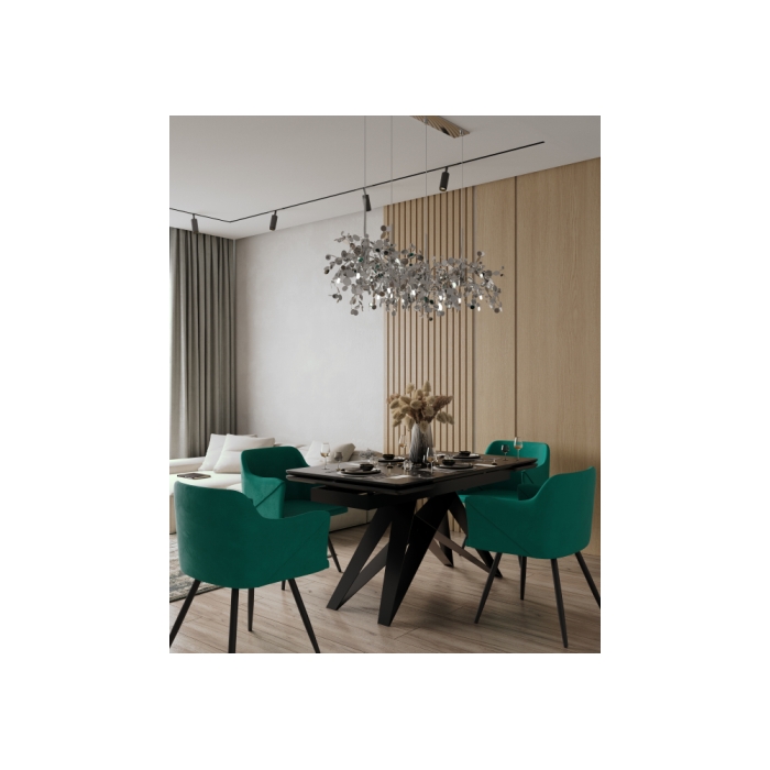 Стеклянный стол Блэкберн 160(220)х90 черный мрамор / черный