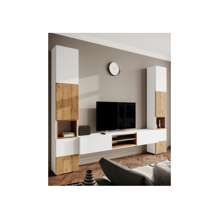 Стеллаж Лонгфорд белый / дуб вотан