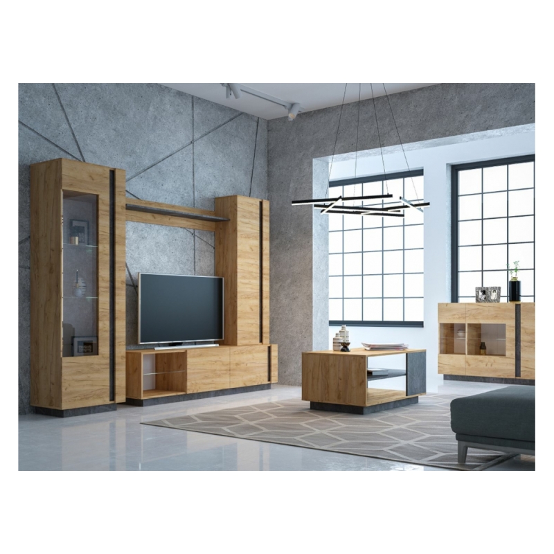 Журнальный стол Арчи 12.01 78х50х46 дуб золотой craft / камень темный U3705