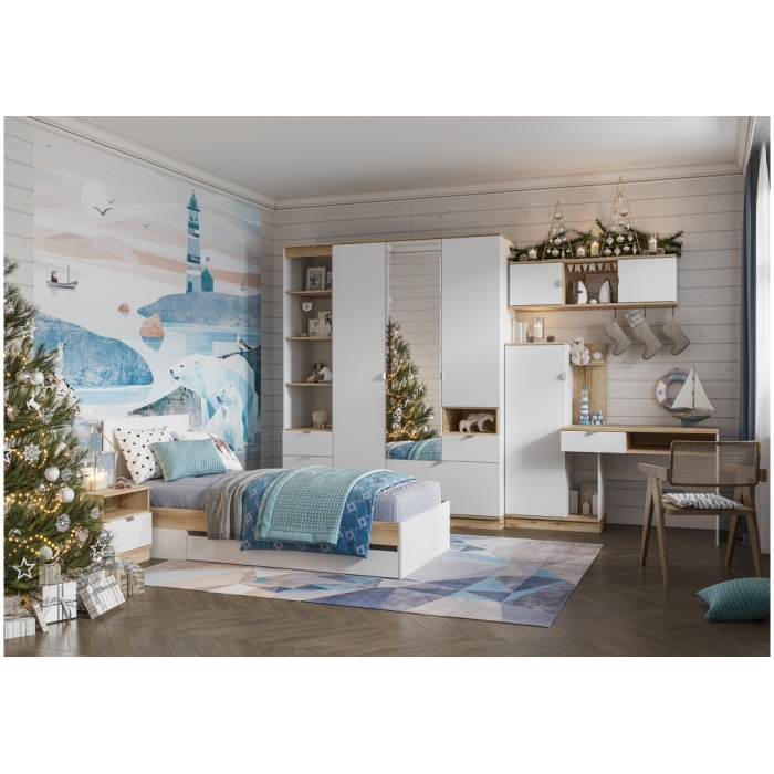 Шкаф Джидда 1350 белый / дуб делано