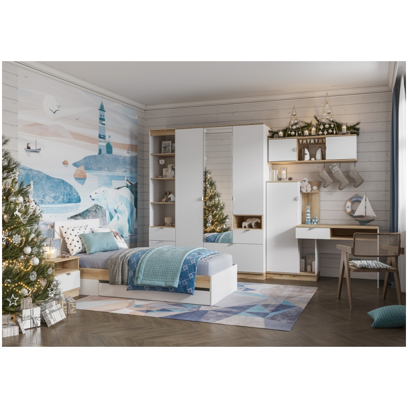 Шкаф Джидда 1350 белый / дуб делано