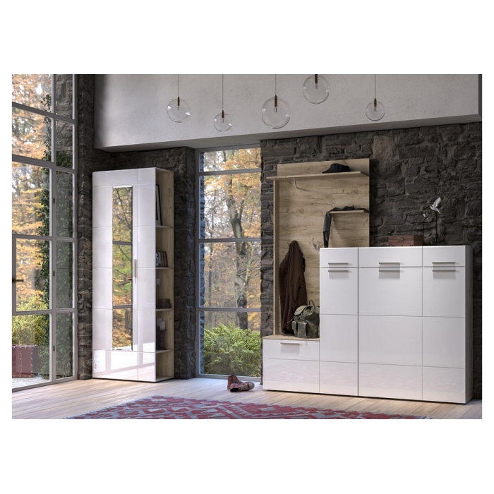 Комод Лайн 13.121 дуб серый craft K 002 PW / белый глянец пвх