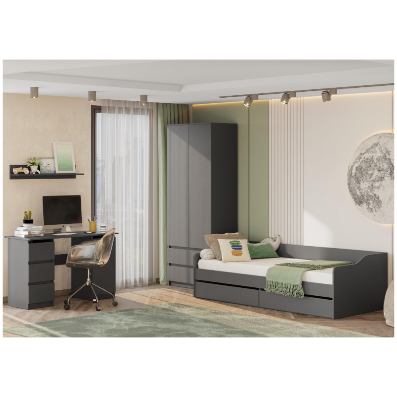 Шкаф Сибити двухстворчатый графит серый