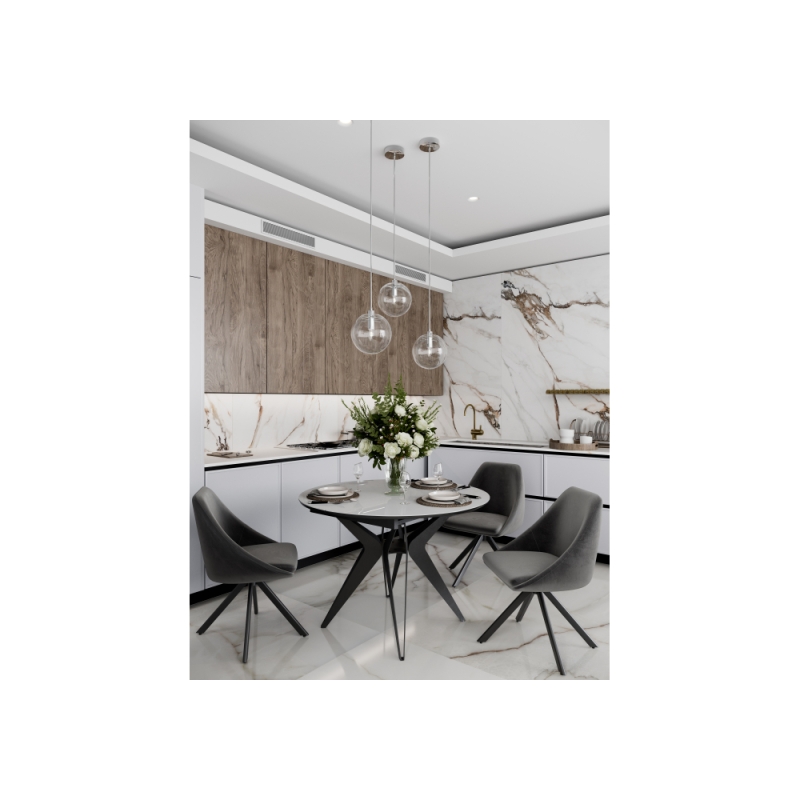 Стул на металлокаркасе Окленд крутящийся дымчатый / черный