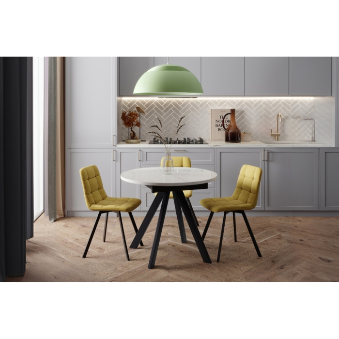 Стеклянный стол Трейси 110(150)х100х75 белый / черный