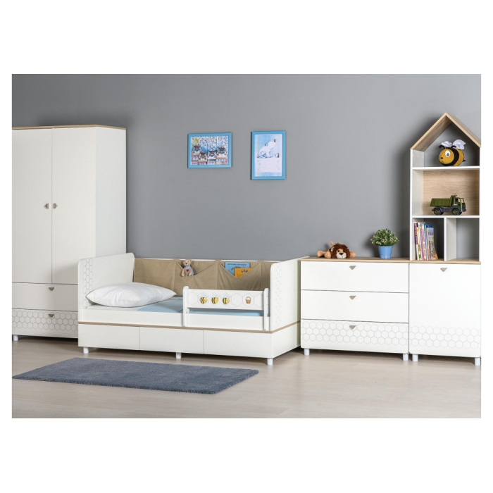 Шкаф Эльга белый шагрень / дуб белый exclusive