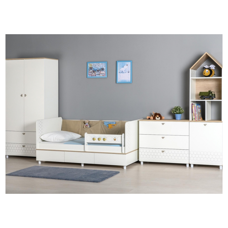 Шкаф Эльга белый шагрень / дуб белый exclusive