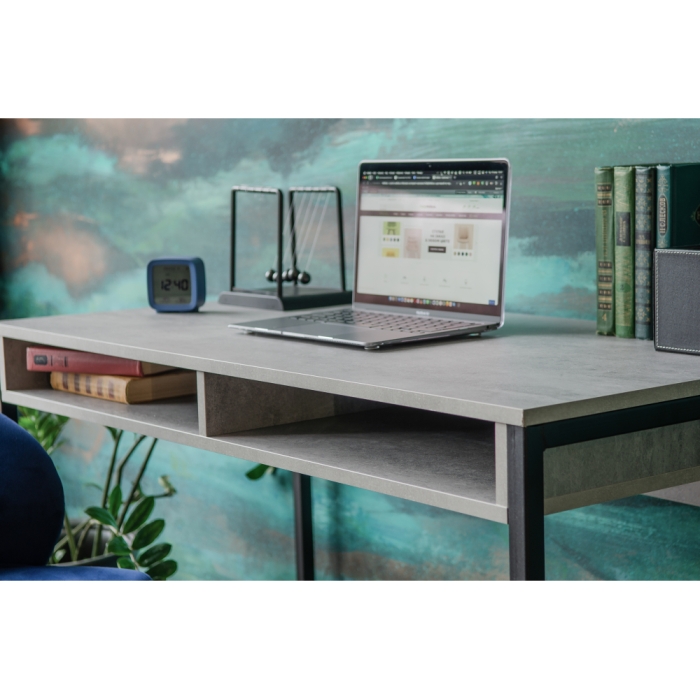 Письменный стол Леон Лофт 110х55х75 бетон / матовый черный