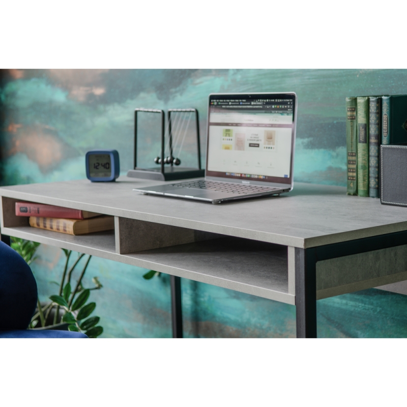 Письменный стол Леон Лофт 110х55х75 бетон / матовый черный