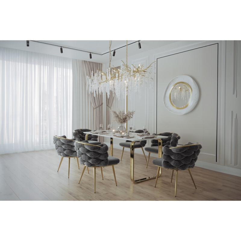 Керамический стол Селена 4 180х90х77 белый мрамор / золото