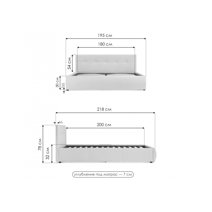 Кровать двуспальная Афродита 180 х 200 см с ПМ эко кожа коричневая