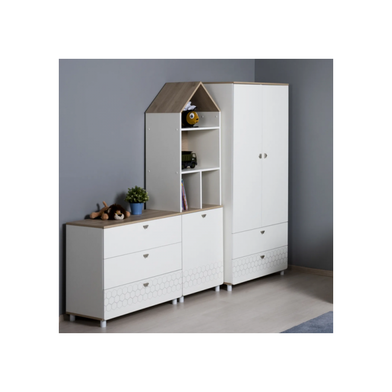 Шкаф Эльга белый шагрень / дуб белый exclusive