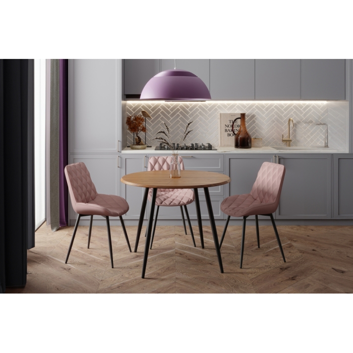 Деревянный стол Абилин 100х76 дуб вотан / черный матовый